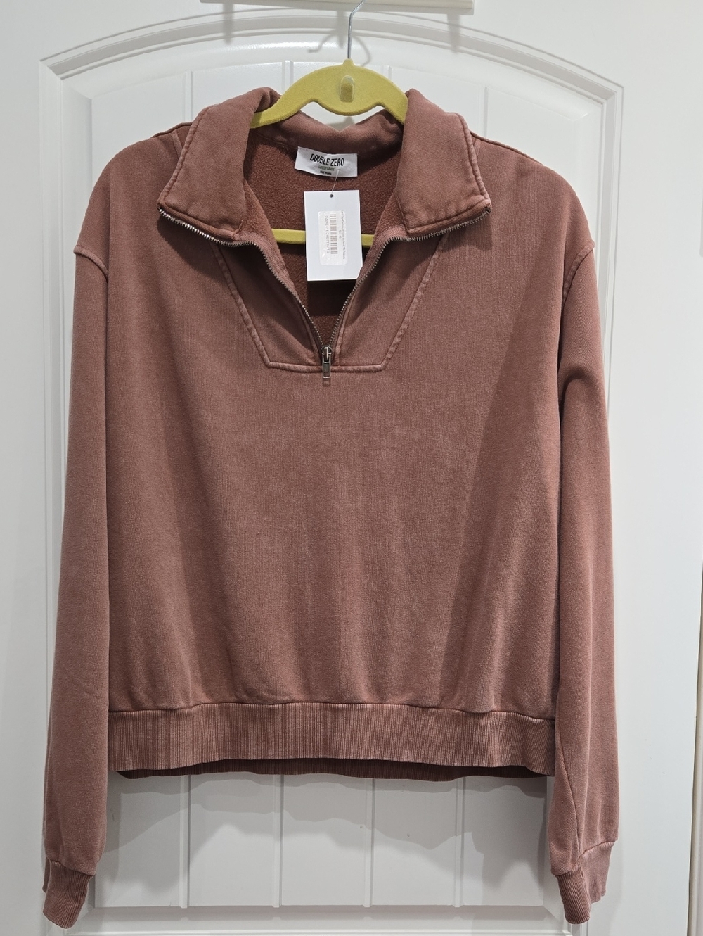 Double Zero Washed Mauve Quarter-Zip Sweatshirt